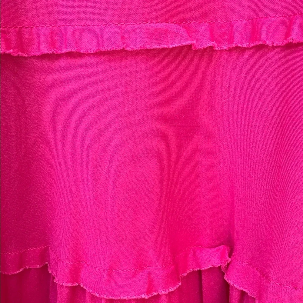 Pink Tiered Maxi Dress Cotton Boho Sundress Sleeveless Crochet Neck 10 - Picture 6 of 8